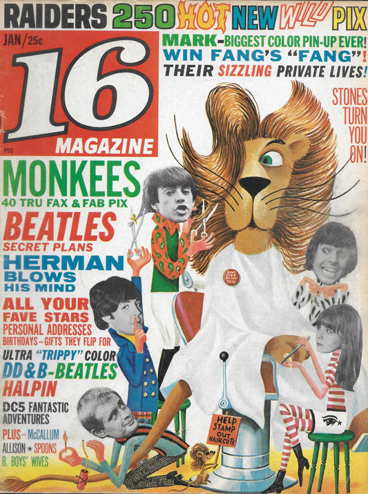 January 1967 16 Magazine -  Personally Autographed to YOU by Mark Lindsay