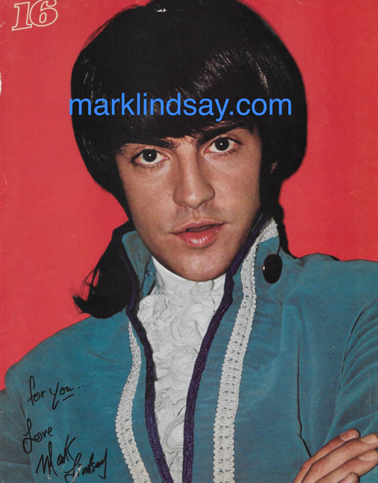 Mark Lindsay Vintage Pin-Up - 16 Magazine - Personally Autographed to YOU by Mark