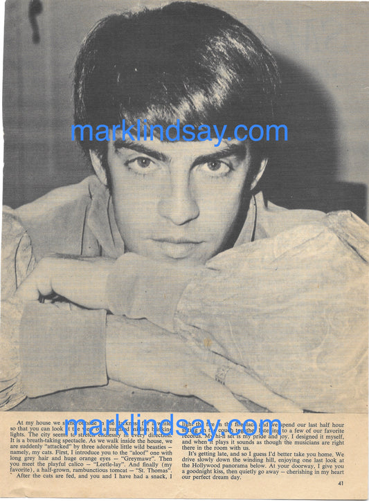 "Spend A Day With Me" Vintage Article - 16 - Personally Autographed to YOU by Mark Lindsay