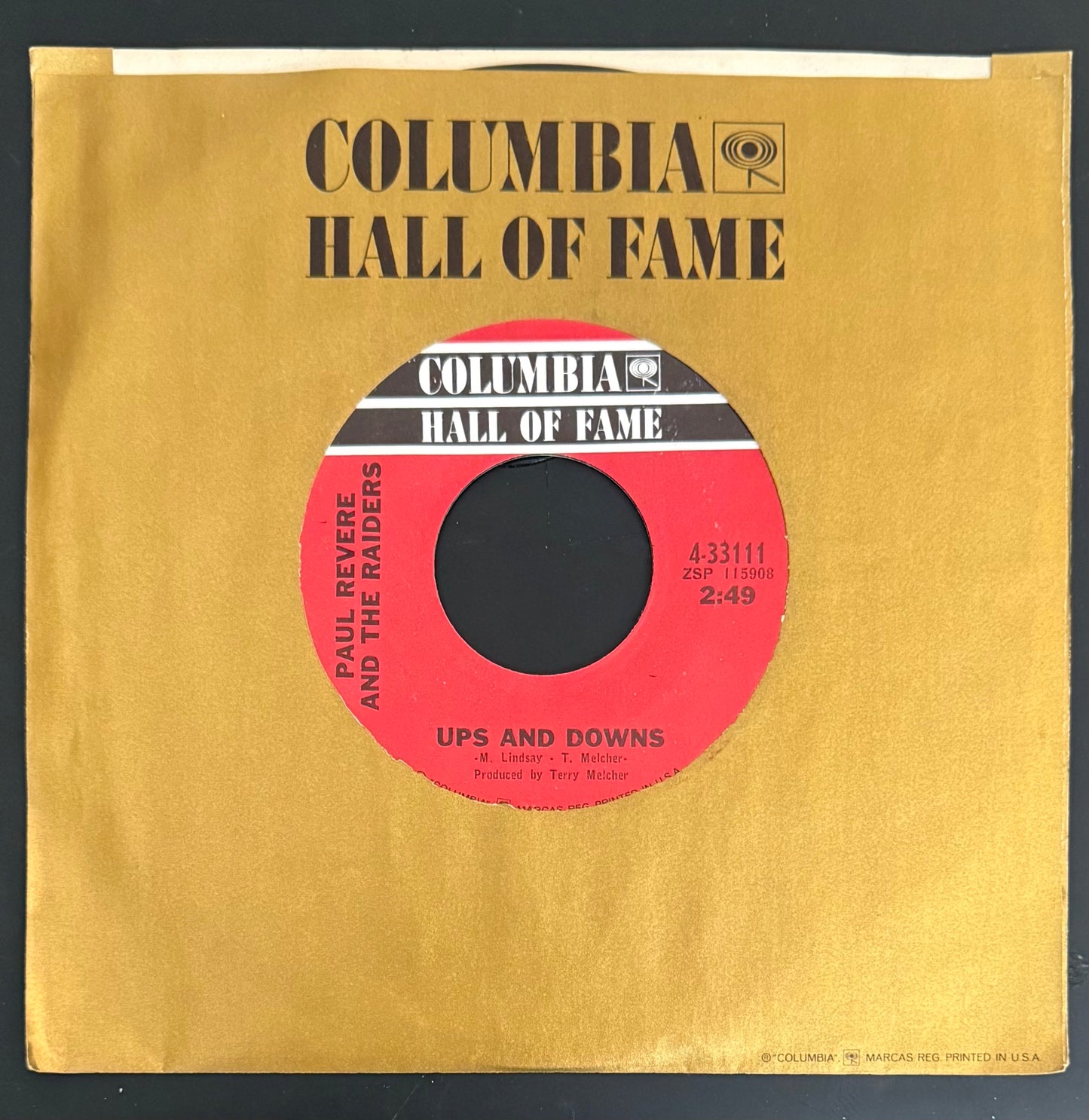 Good Thing/Ups & Downs 1967 Mint Demo Columbia Hall of Fame 45 - Paul Revere & The Raiders - Personally Autographed to YOU by Mark Lindsay