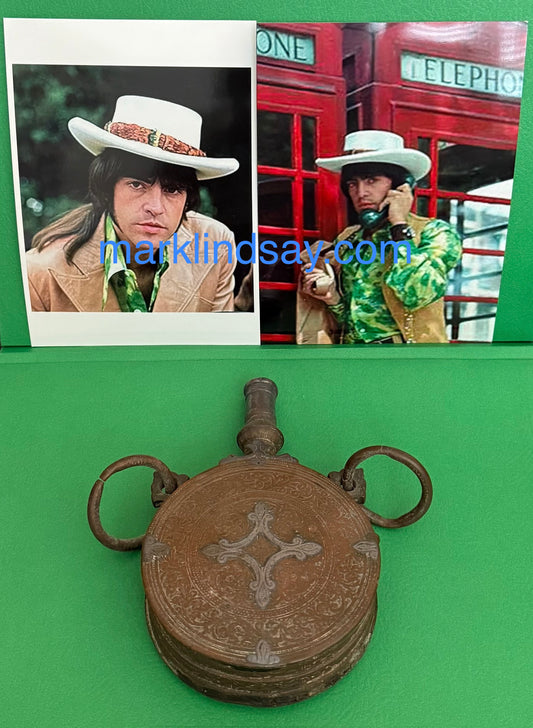 19th C North African Black Gunpowder Flask from '69 UK Trip - w/2 London Photos Personally Autographed to YOU by Mark Lindsay