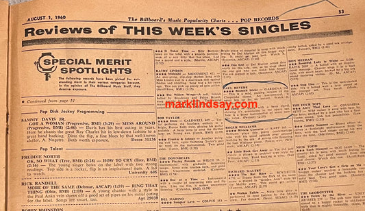 Vintage Complete 1960 Billboard - Raiders Review (First Ever) Beatnick Sticks/Orbit - Personally Autographed to YOU by Mark