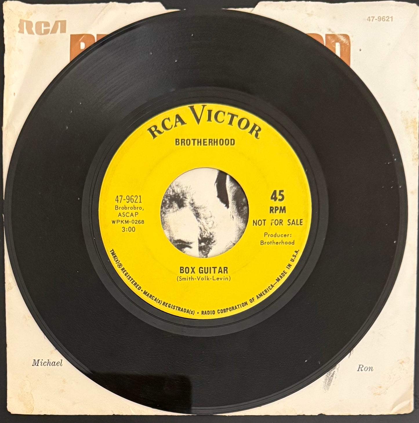 Brotherhood Picture Sleeve Box Guitar/Jump Out The Window Promo 45 + Card - Personally Autographed to YOU by Mark Lindsay