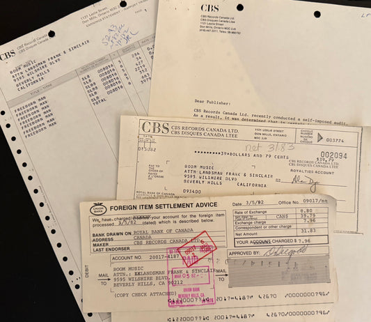 Boom Music Dec 1981 Audit CBS Canada Royalty Statement etc - Personally Autographed to YOU by Mark