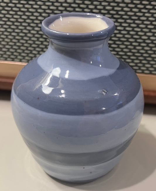 Artisan Handpainted Pottery Mini-Vase Purple Stripe - w/Card Personally Autographed to YOU by Mark Lindsay