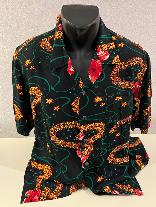 9/4 Maui Benefit: Hawaiian Shirt (Black w/Leis) and Hawaiian Card - Personally Autographed to YOU by Mark Lindsay