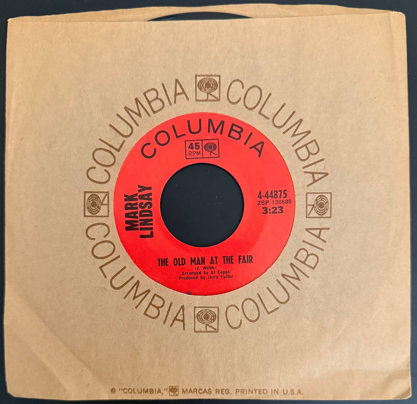 First Hymn From Grand Terrace/Old Man at The Fair 1969 Mint Demo 45 - Mark Lindsay - Personally Autographed to YOU by Mark