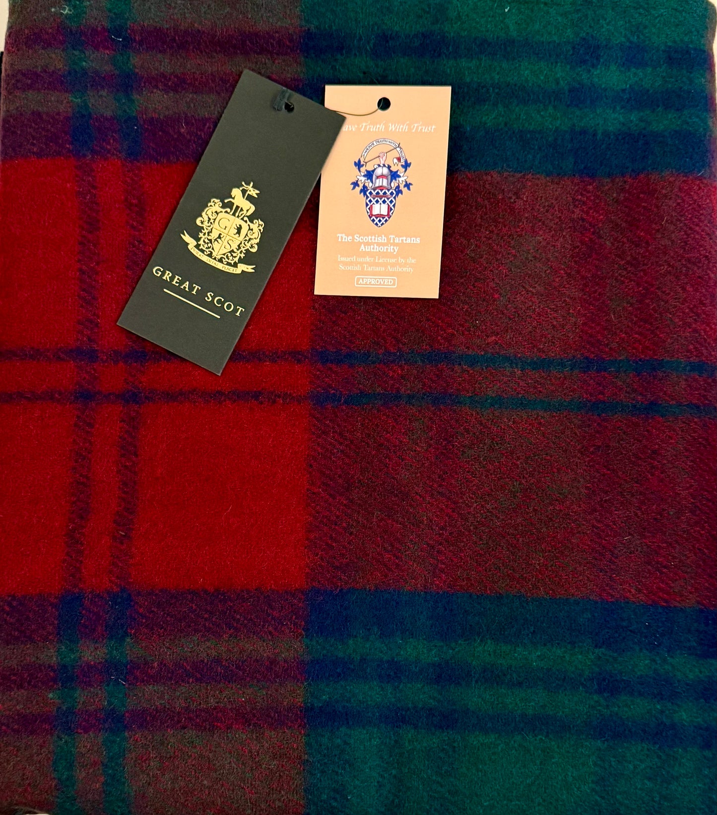 Luxury Lindsay Tartan Plaid Oversize Wool Scarf/Wrap w/Card Personally Autographed to YOU from Mark Lindsay