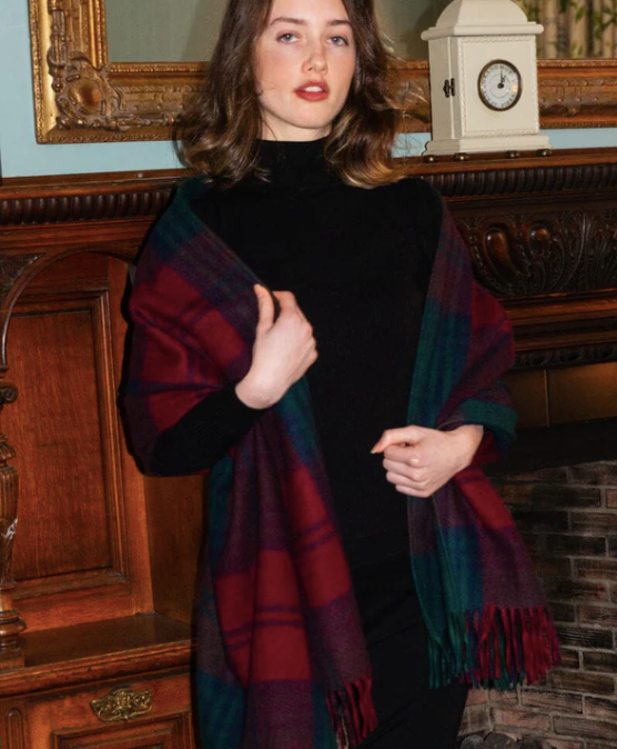 Luxury Lindsay Tartan Plaid Oversize Wool Scarf/Wrap w/Card Personally Autographed to YOU from Mark Lindsay