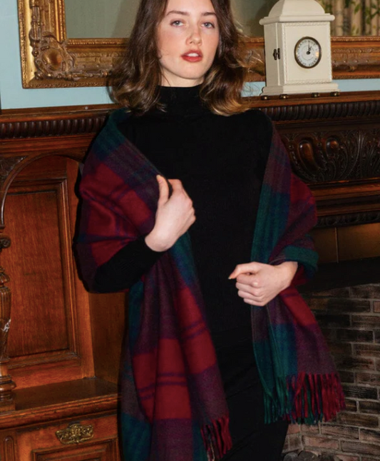 Luxury Lindsay Tartan Plaid Oversize Wool Scarf/Wrap w/Card Personally Autographed to YOU from Mark Lindsay
