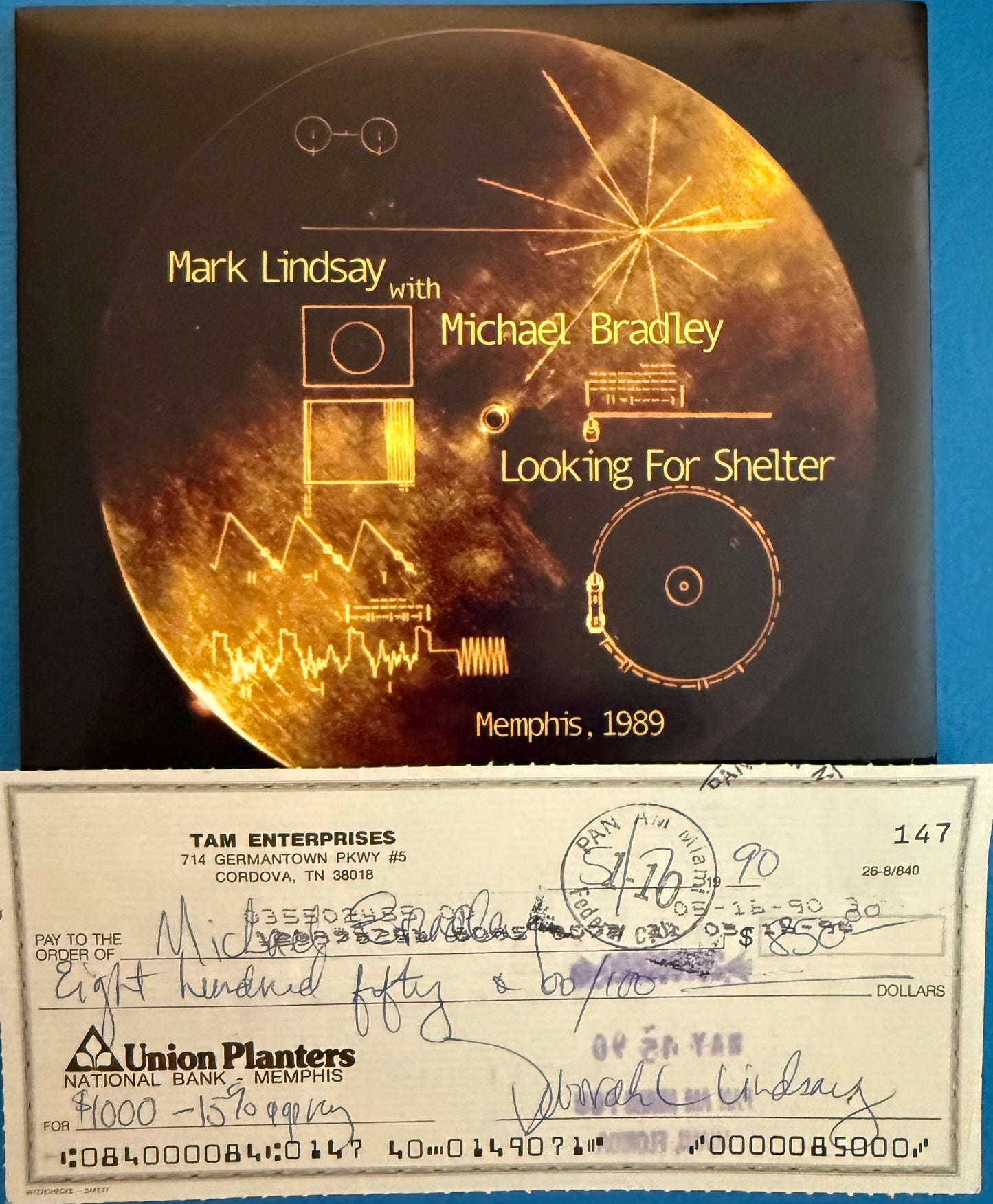 LOOKING FOR SHELTER w/Michael Bradley Endorsed Check 147 - Mark Lindsay - Personally Autographed to YOU