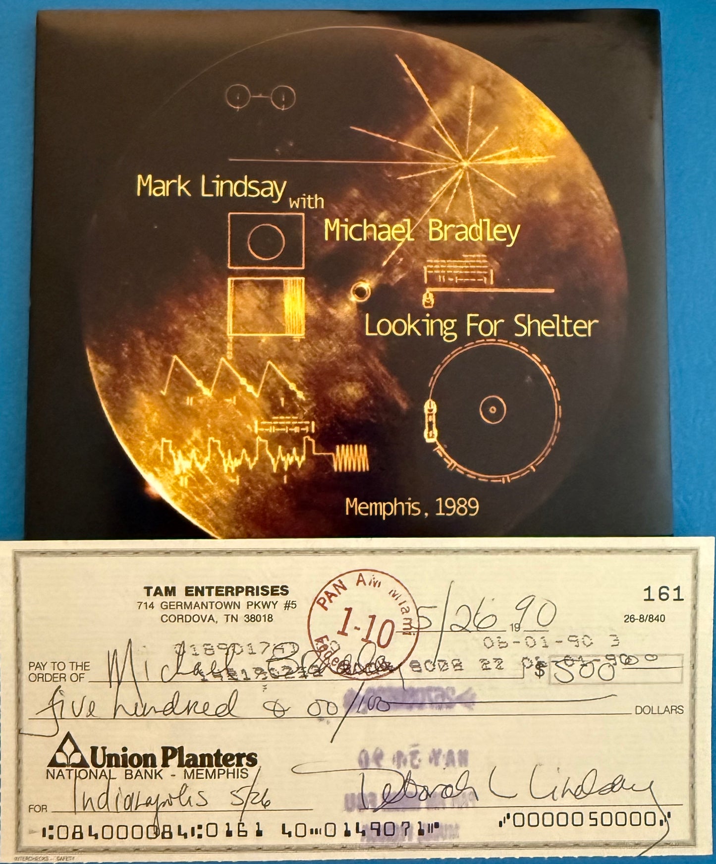LOOKING FOR SHELTER w/Michael Bradley Endorsed Check 161 - Mark Lindsay - Personally Autographed to YOU