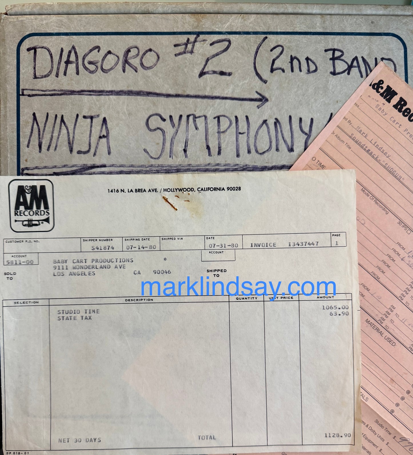 Cult-Classic Lindsay-Lewis-Scored SHOGUN ASSASSIN Original Tape Box/Reel 3 + Studio Bills - Personally Autographed to YOU