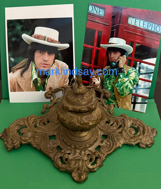 Large Victorian Inkwell from '69 UK Trip - w/2 London Photos Personally Autographed to YOU by Mark Lindsay