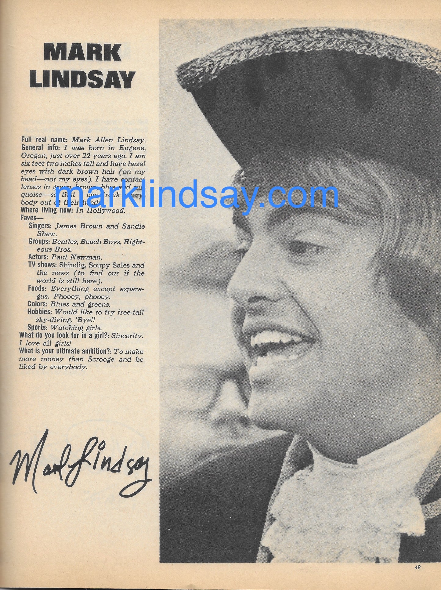 December 1965 16 Magazine - FIRST PR&R and Action Articles in 16 - Personally Autographed to YOU by Mark