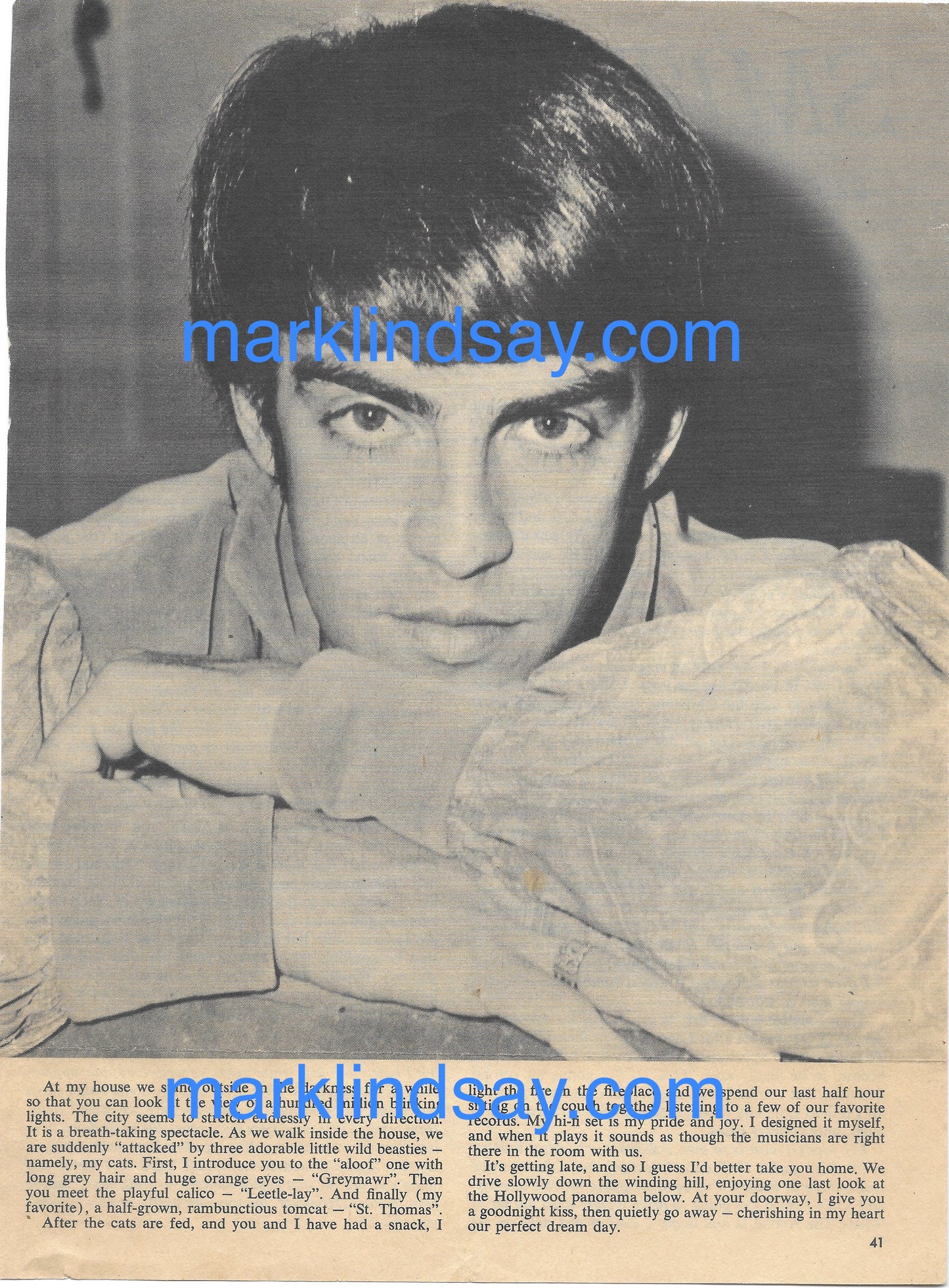 "Spend A Day With Me" Vintage Article - 16 - Personally Autographed to YOU by Mark Lindsay