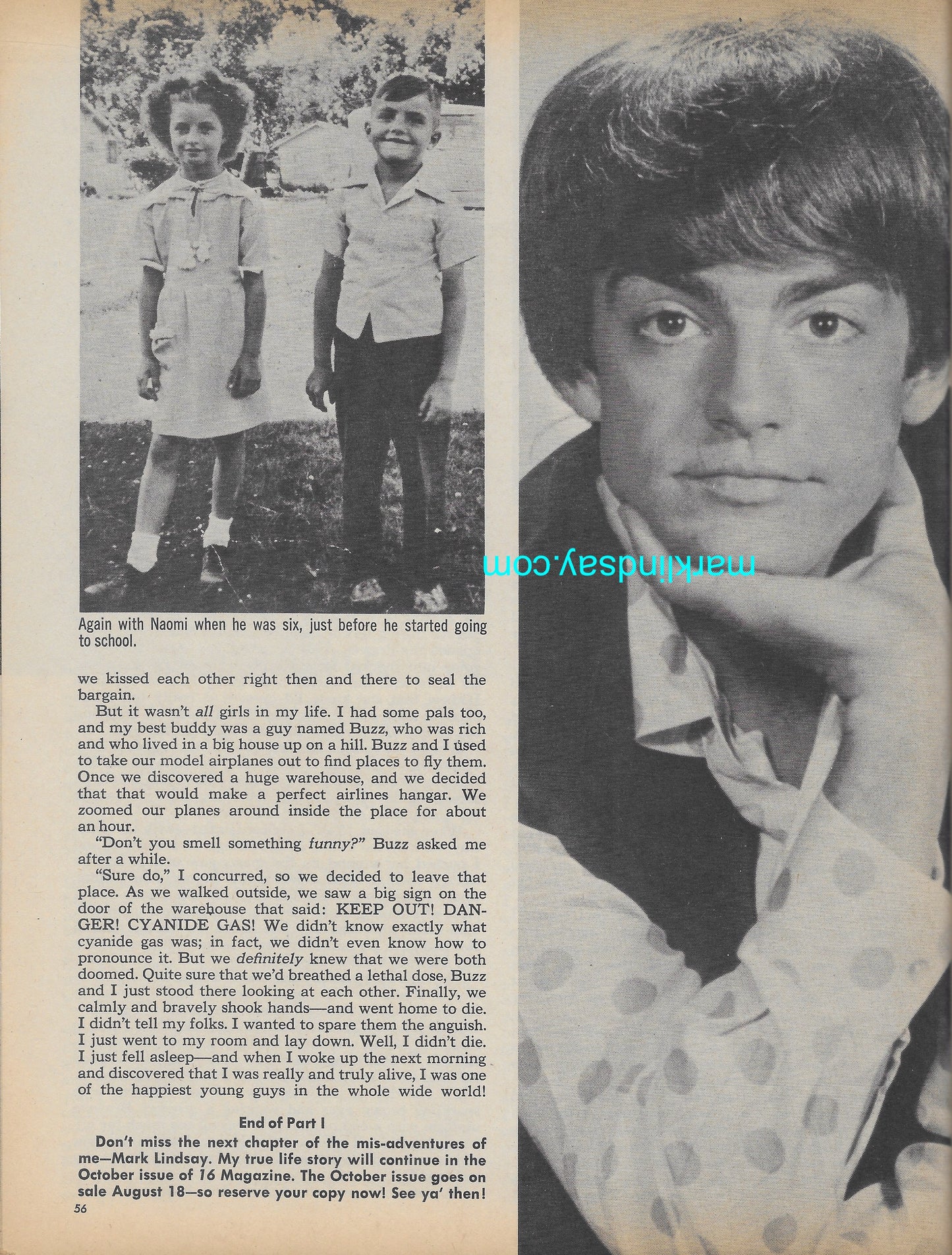 September 1966 16 Magazine - Personally Autographed to YOU by Mark