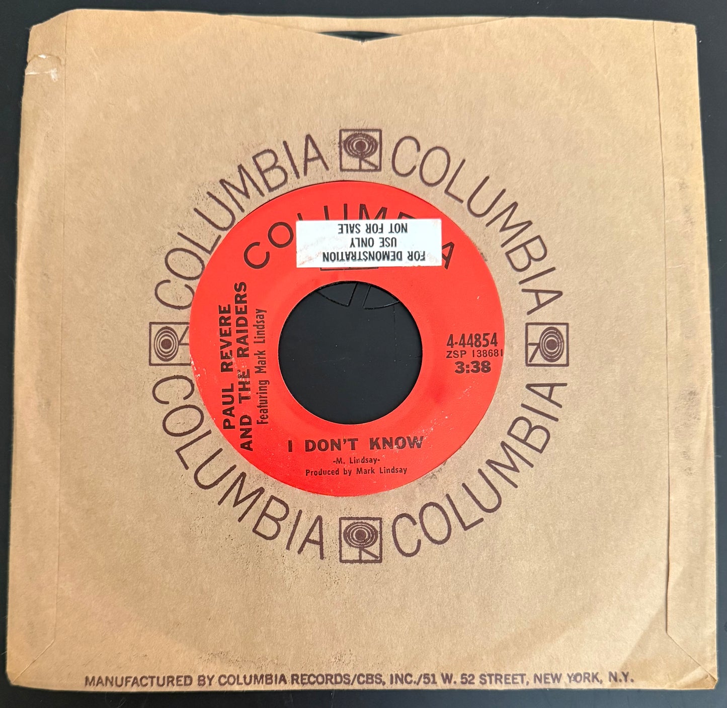 Let Me/I Don't Know 1969 Mint Demo 45 - Paul Revere & The Raiders -  Personally Autographed to YOU by Mark Lindsay