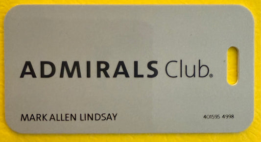 Mark LIndsay American Airlines Admirals Club Personalized Luggage Tag/1999 Receipt - Personally Autographed to YOU by Mark
