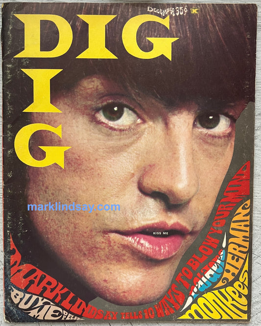 12/67 Vintage DIG Magazine Mark Lindsay and Raiders Centerfolds - Personally Autographed to YOU by Mark