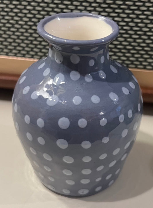 Artisan Handpainted Pottery Mini-Vase Purple Dot - w/Card Personally Autographed to YOU by Mark Lindsay