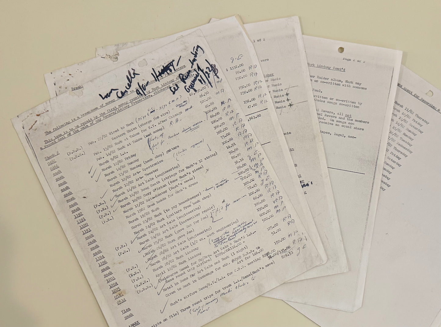 Vintage 1982/84 Revere-Lindsay Real Estate and Raider Album Controversy Document Set - With Card Personally Autographed to YOU by Mark Lindsay