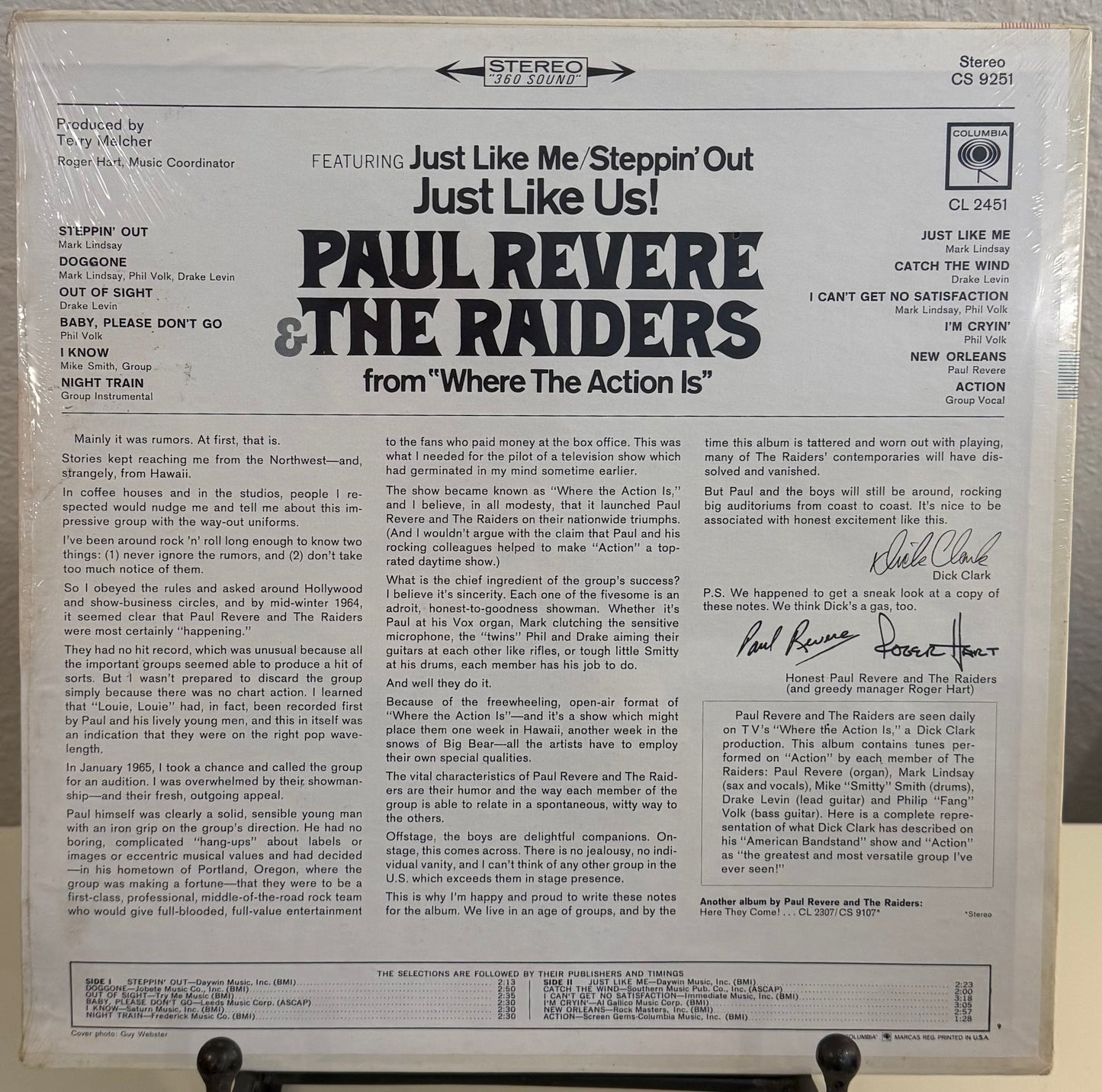 Just Like Us! LP SEALED - Paul Revere & The Raiders - Personally Autographed to YOU by Mark Lindsay