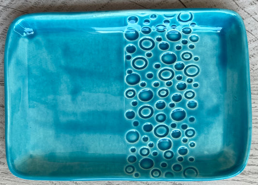 Artisan-Crafted Ceramic Bubble Tray, L, Turquoise - w/Card Personally Autographed to YOU by Mark