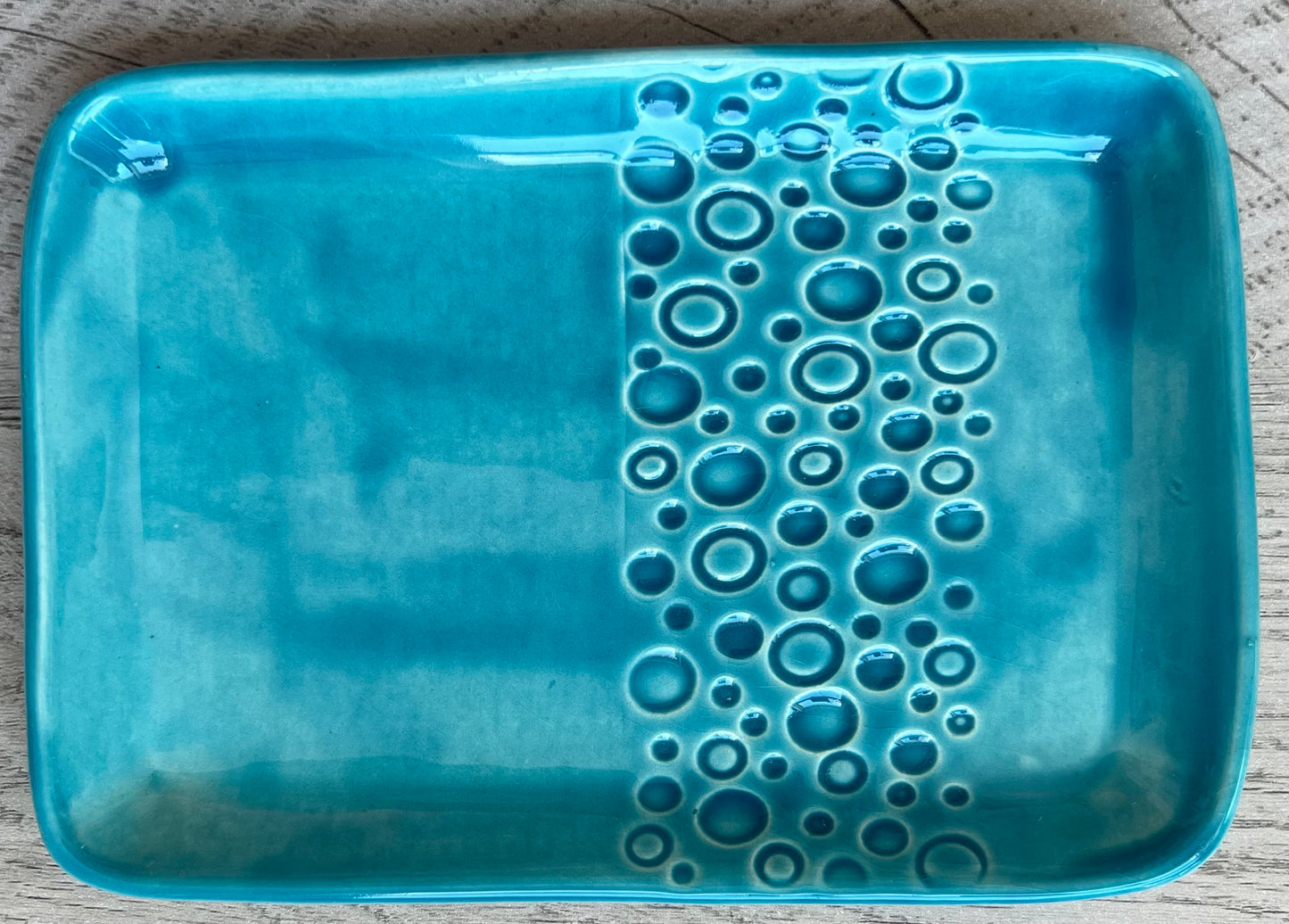 Artisan-Crafted Ceramic Bubble Tray, L, Turquoise - w/Card Personally Autographed to YOU by Mark