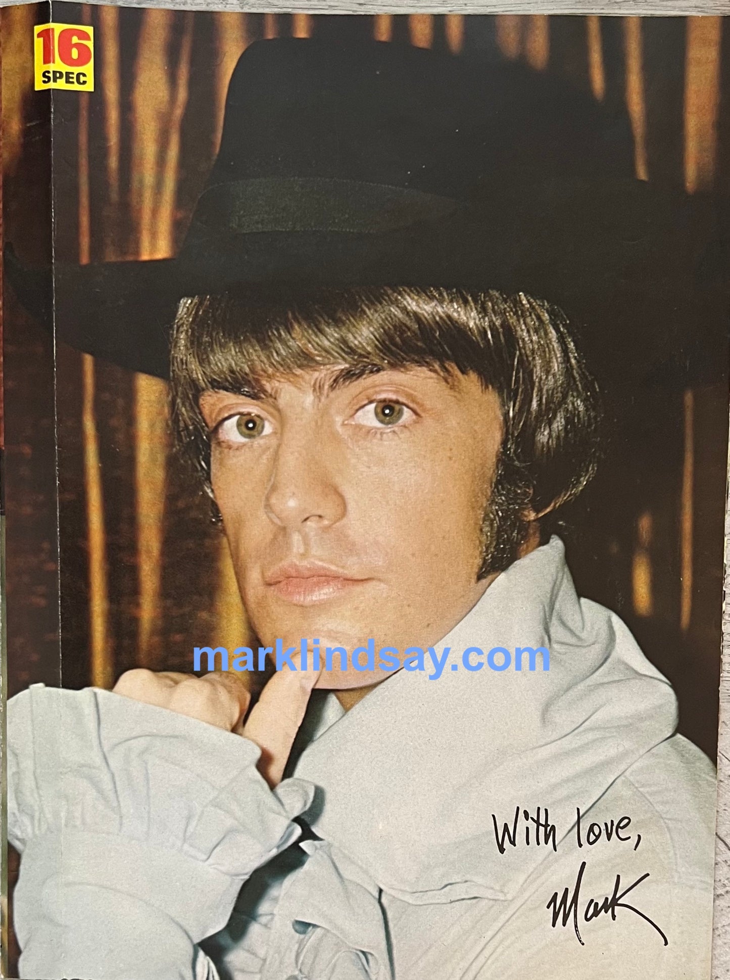 Mark Lindsay Vintage 16 Spec Summer 1967 Magazine Pin-Up - Personally Autographed to YOU by Mark