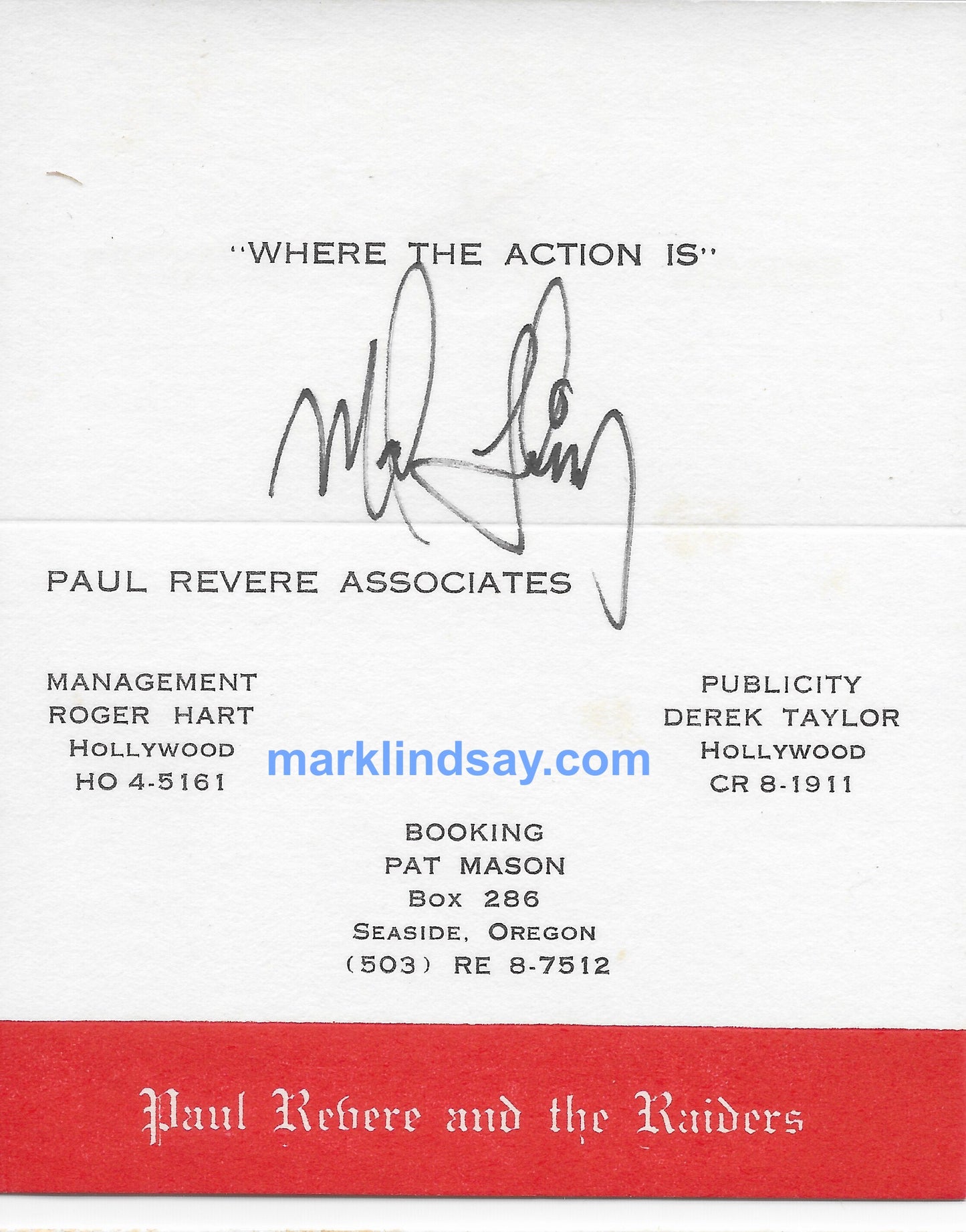 Vintage 1965 Raiders Business Cards - Personally Autographed to YOU by Mark