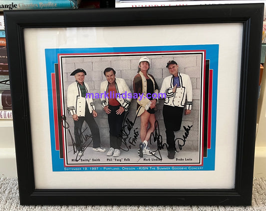 Custom Framed Reunion Photo SIGNED BY 4 RAIDERS From Mark Lindsay's Rock & Roll Cafe - Personally Autographed to YOU