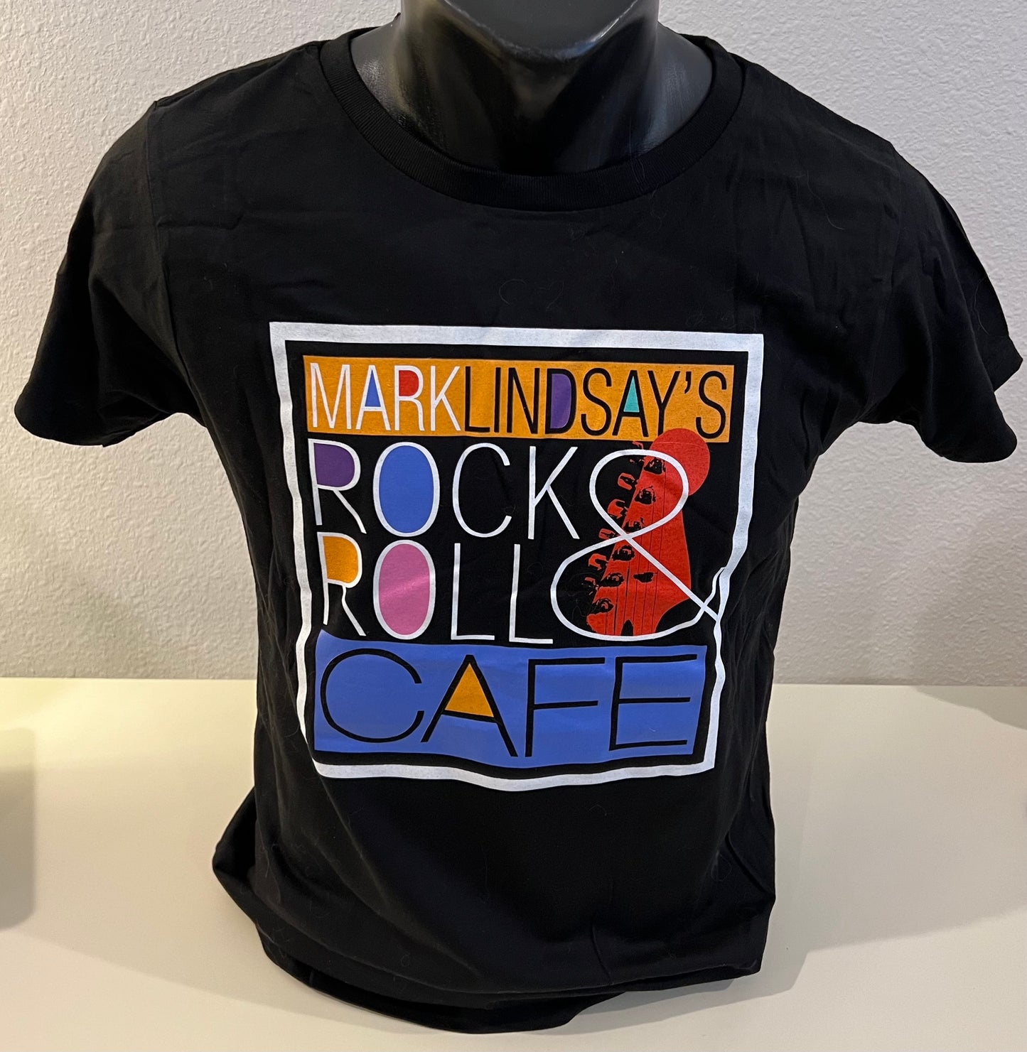 Rock & Roll Cafe Logo Ladies T-Shirt (S) w/Cards and Personal Autograph to YOU from Mark Lindsay