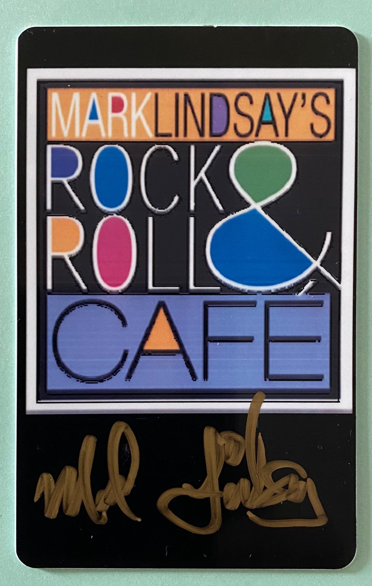 KBSG Radio Letter to Mark Lindsay + K-HITS Coaster/Card from Rock & Roll Cafe - Personally Autographed to YOU by Mark