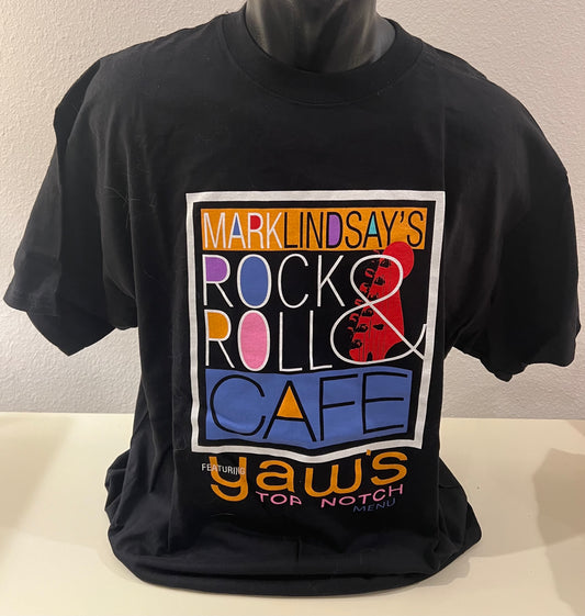 Rock & Roll Cafe Logo Unisex T-Shirt (L) w/Cards and Personal Autograph to YOU from Mark Lindsay