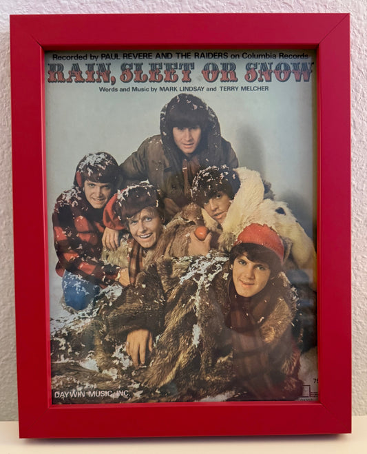 EXTREMELY RARE Vintage FRAMED 1967 Sheet Music RAIN SLEET SNOW - Personally Autographed To You By Mark Lindsay