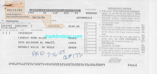 Mark Lindsay's 1980 VW Rabbit Registration/Repair Package + Card - Personalized to YOU by Mark