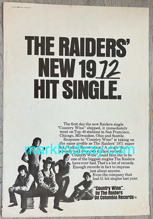 1972 Raiders Trade Ad - COUNTRY WINE - Personally Autographed to YOU by Mark