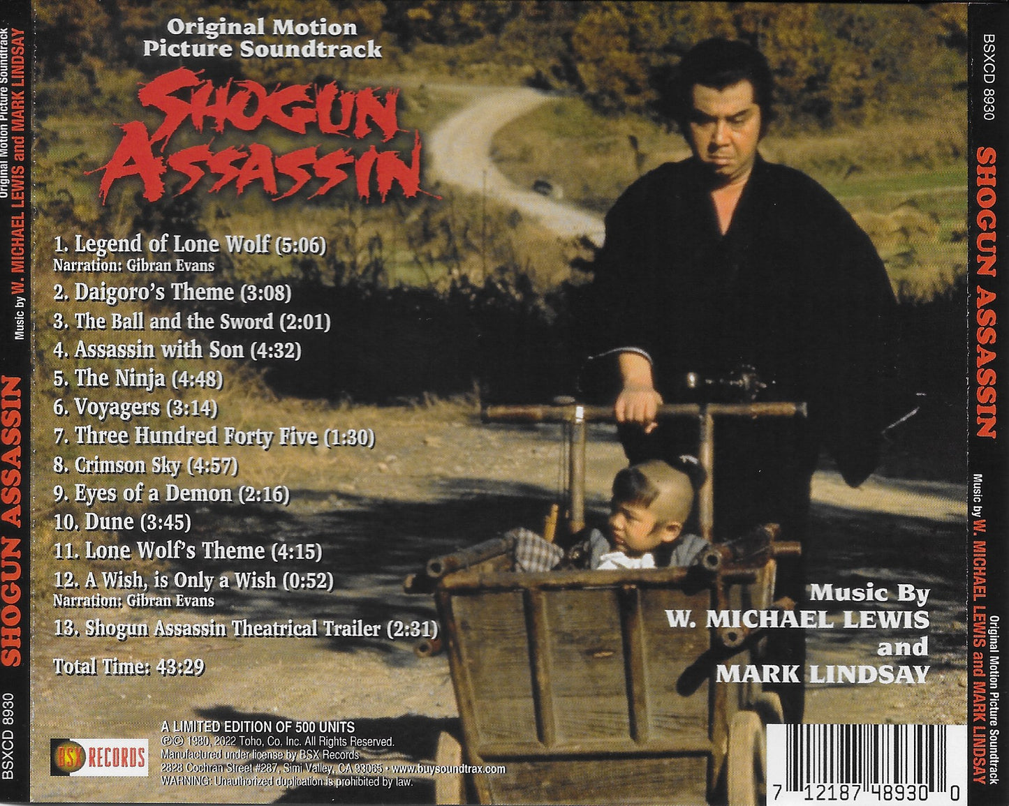Cult-Classic Lindsay-Lewis-Scored SHOGUN ASSASSIN Original Tape Box 2 + CD - Personally Autographed to YOU
