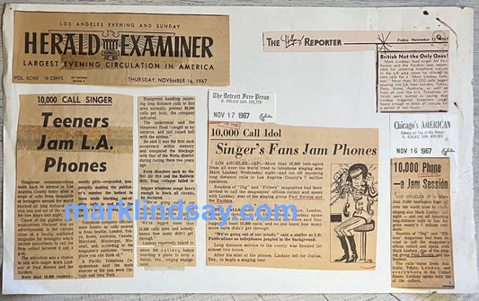 Mark Jams Phone Lines - Original 1967 Newspaper Clips - Personally Autographed to YOU by Mark