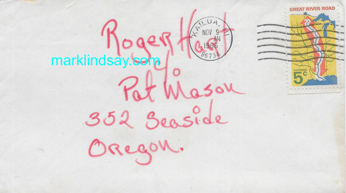 Hawaii Fan Letter To PR&R Mgr Roger Hart Vintage 1966 + Card - Personally Autographed to YOU by Mark