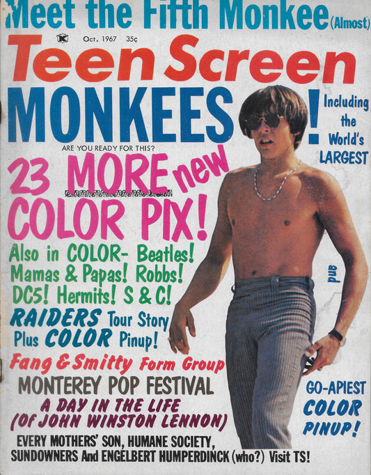 October 1967 Teen Screen Magazine + Hungry "Erasure" Story - Personally Autographed to YOU by Mark