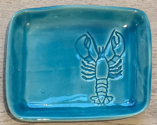 Artisan-Crafted Ceramic Lobster Tray, S, Turquoise - w/Card Personally Autographed to YOU by Mark