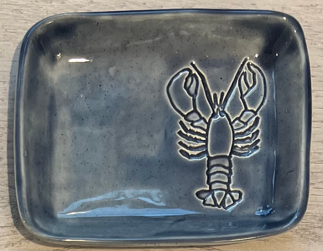 Artisan-Crafted Ceramic Lobster Tray, S, Navy - w/Card Personally Autographed to YOU by Mark