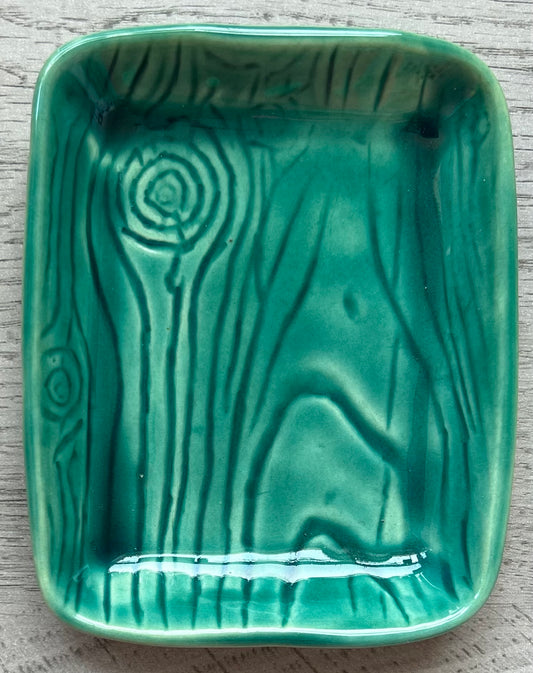 Artisan-Crafted Ceramic Tree Bark Tray, S, Turquoise-Green - w/Card Personally Autographed to YOU by Mark