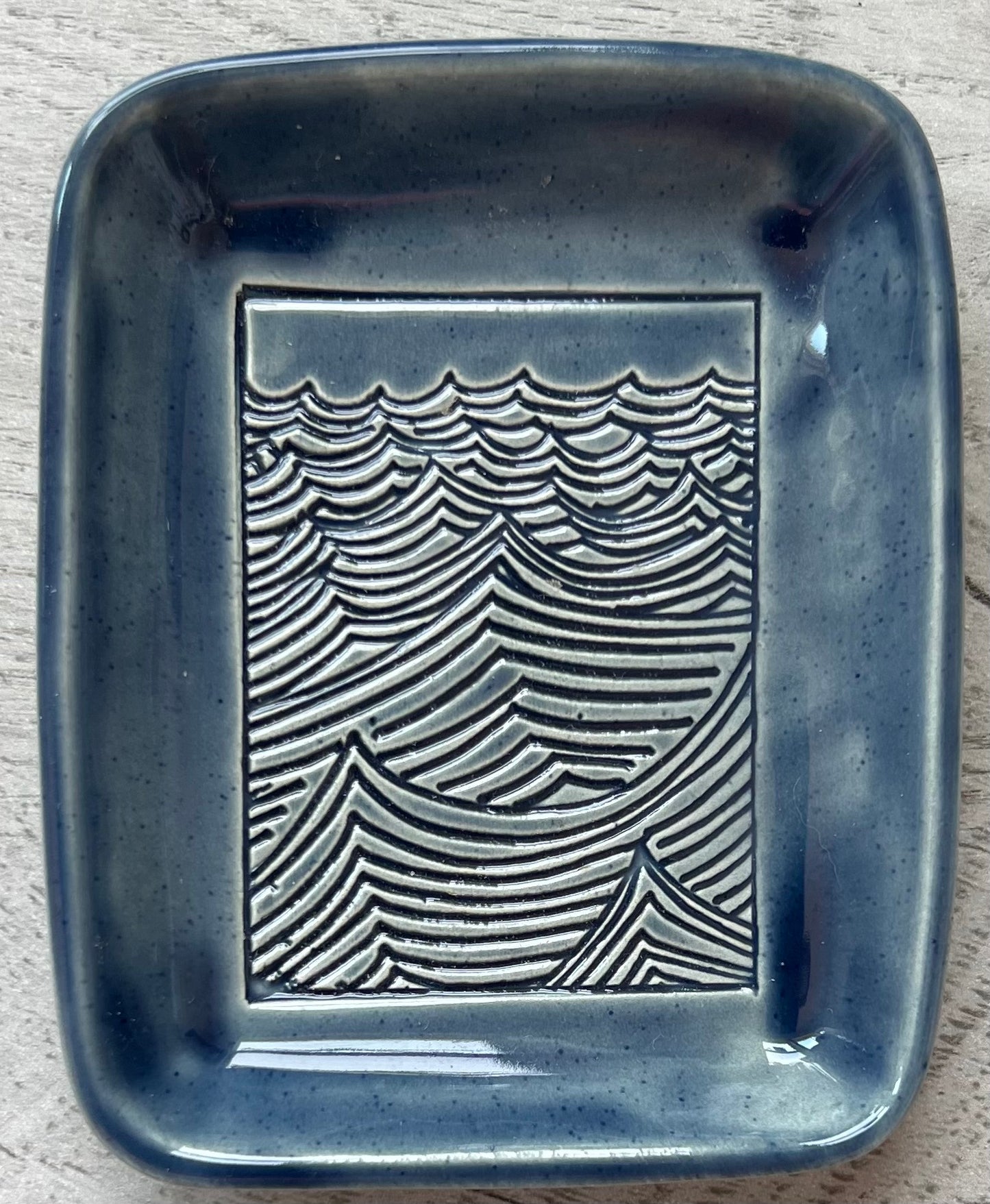 Artisan-Crafted Ceramic Wave Tray, S, Navy - w/Card Personally Autographed to YOU by Mark