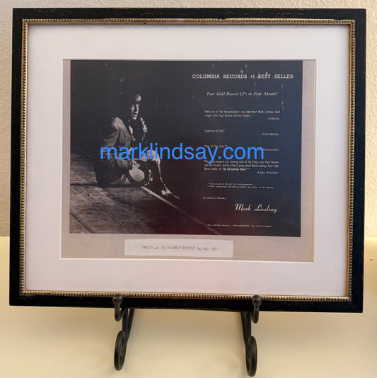 Large Custom-Framed Variety Gold Record TY Page From Mark Lindsay's  Rock & Roll Cafe - Personally Autographed to YOU