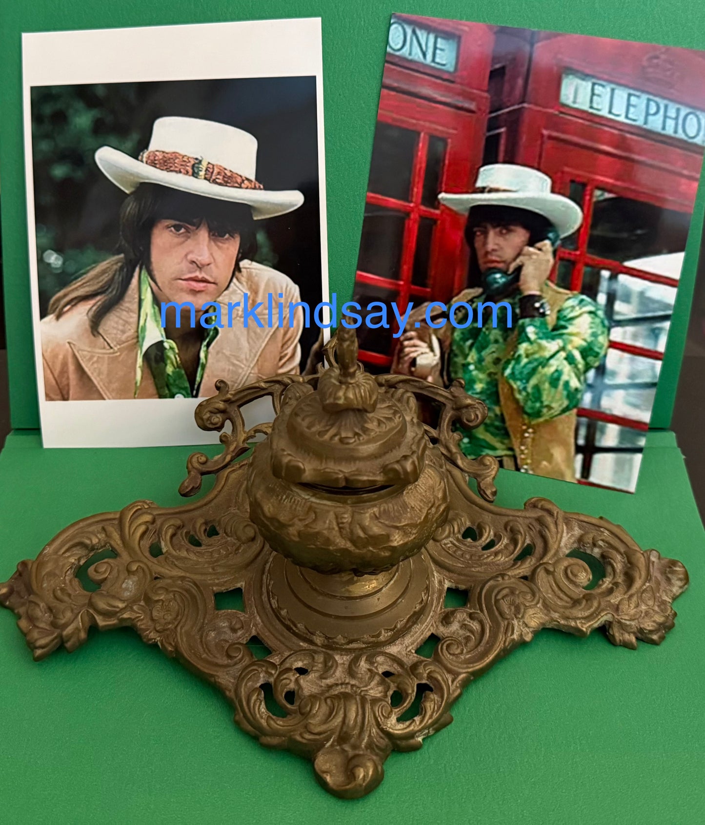 Large Victorian Inkwell from '69 UK Trip - w/2 London Photos Personally Autographed to YOU by Mark Lindsay